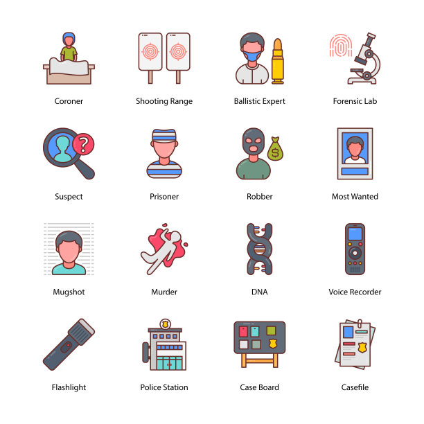 执法填充图标-描边，矢量图片下载