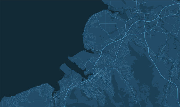 路易港城市线性海报详细地图图片下载