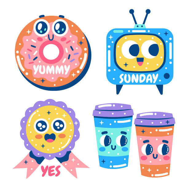 眩目的规划师贴纸矢量插图图片下载