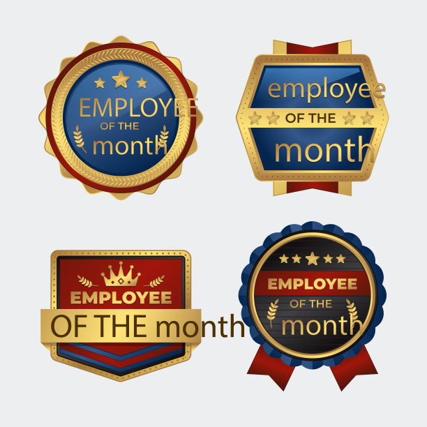 梯度员工的月徽章矢量插图图片下载