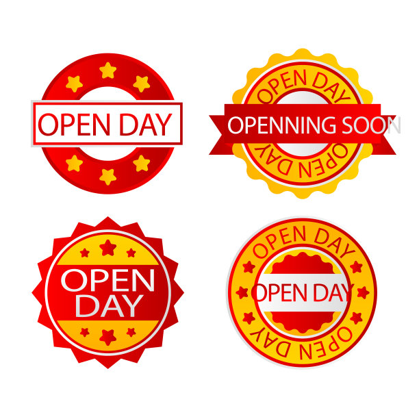 梯度开放日徽章矢量插图图片下载