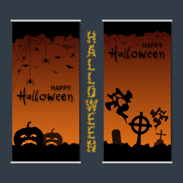 万圣节夜飞行矢量模板图片下载