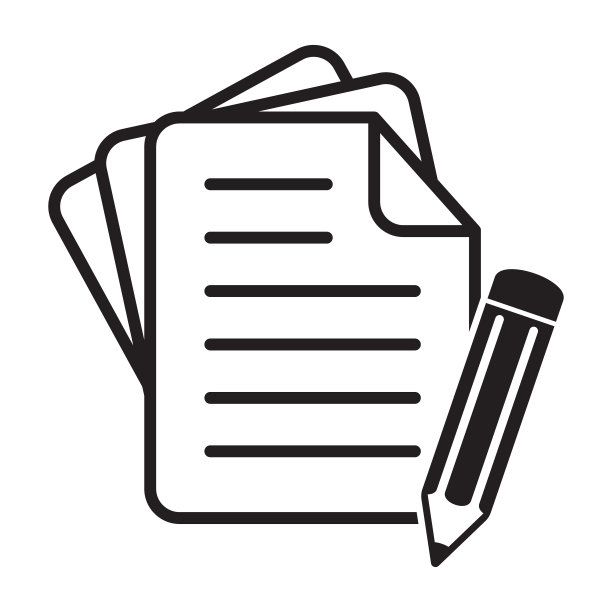 文档与铅笔图标矢量插图。测试矢量图标。图片下载