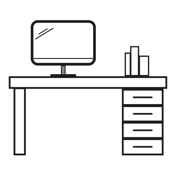 书桌电脑书籍图标。经营理念。矢量插图。股票的形象。图片下载