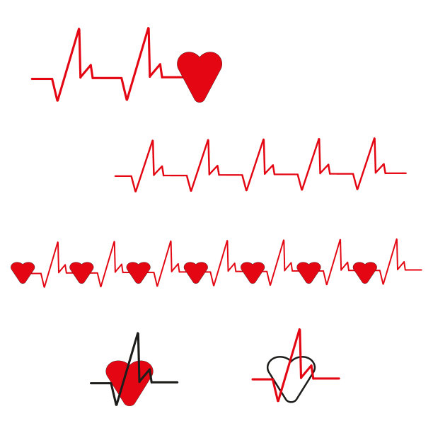 有氧运动行集。医学的图标集。红色的心。矢量插图。股票的形象。图片下载