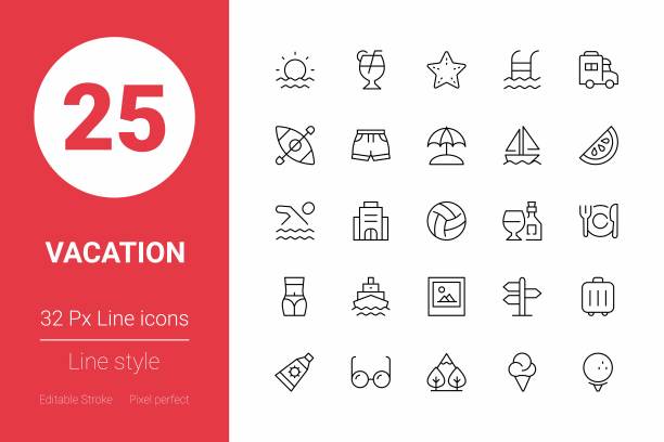 假期细线图标。可编辑的中风。像素完美。为移动和网络。图片下载