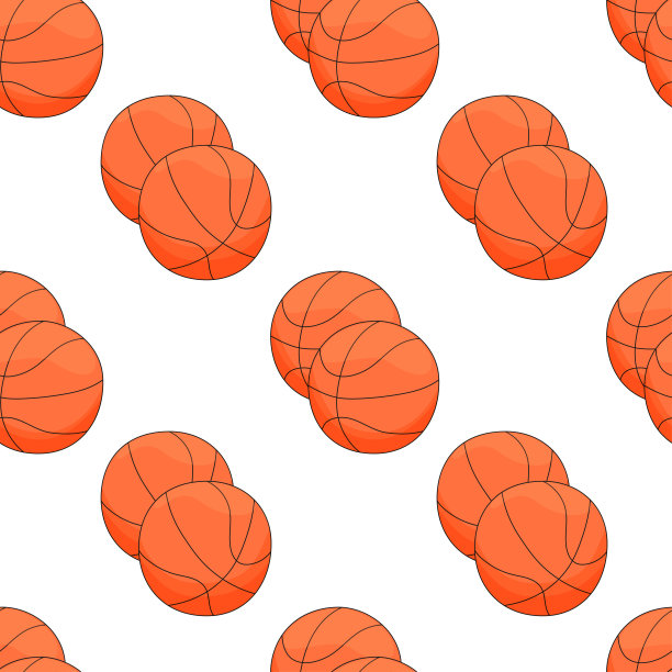 篮球无缝矢量模式。模板打印与球的体育比赛。图片下载