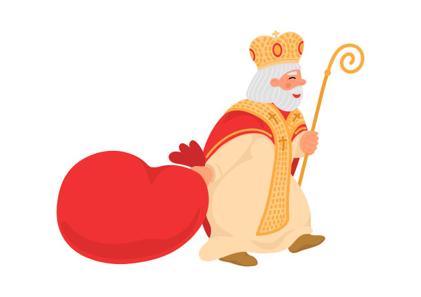 圣尼古拉斯带着一袋礼物走了图片下载