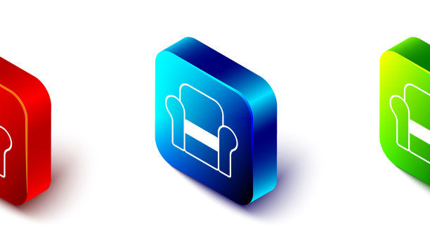 等距扶手椅图标孤立在白色图片下载