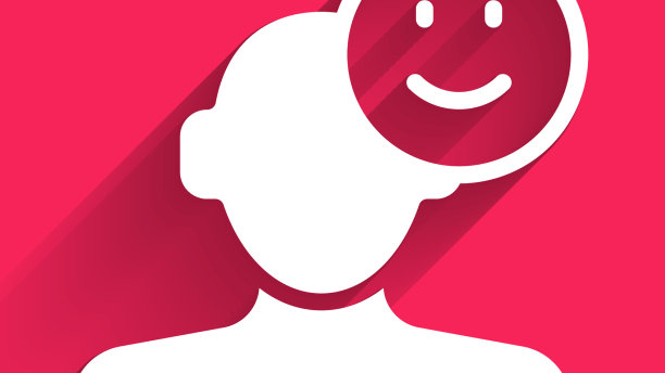 白色的好心情图标孤立着长长的阴影图片下载