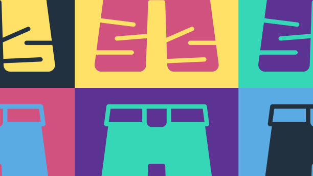 流行艺术宽裤子图标孤立的颜色图片下载