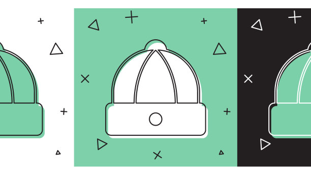 将中国帽子图标隔离在白色和绿色上图片下载