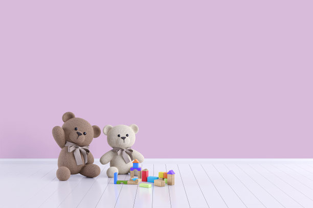 孩子们的游戏室里放满了毛绒动物玩具。3 d渲染插图。图片下载