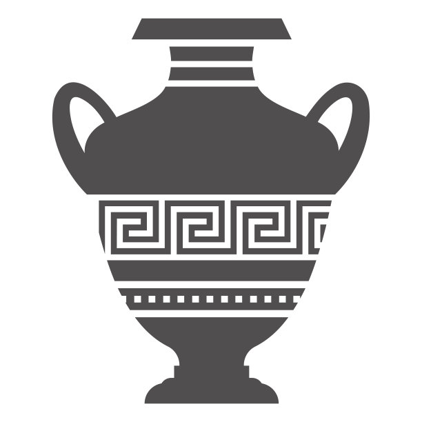 希腊花瓶剪影，古代双耳罐和壶图片下载