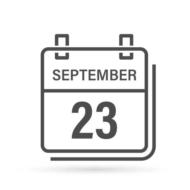 9月23日，带阴影的日历图标。日、月。平面向量插图。图片下载