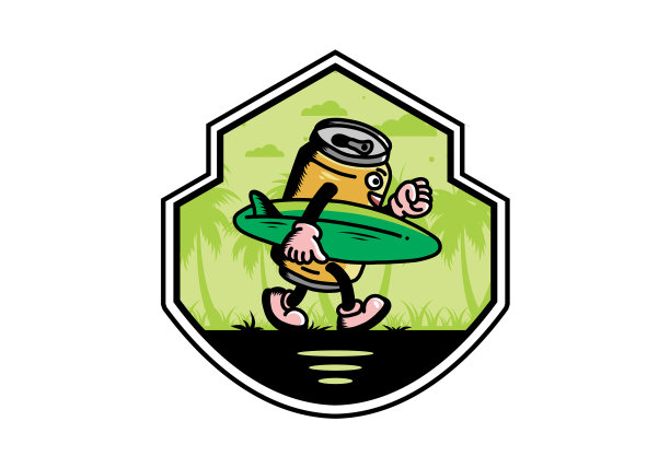 拿着冲浪板的饮料罐图片下载