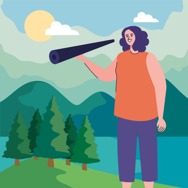 女人在森林里搜寻图片下载