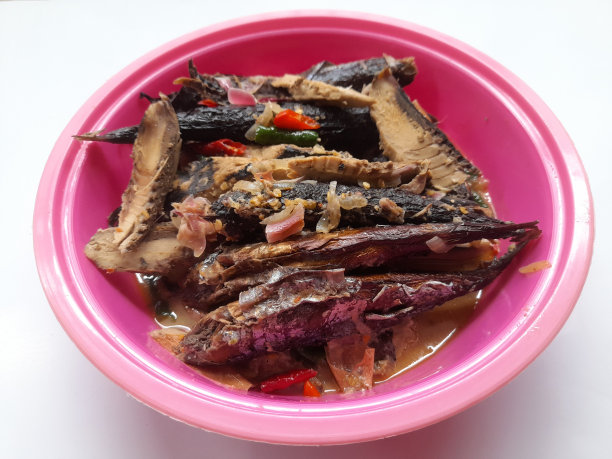 金枪鱼鱼粉盘子上的顶部视图在白色背景图片下载