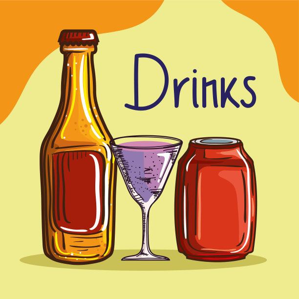 印有啤酒和鸡尾酒的饮料图片下载