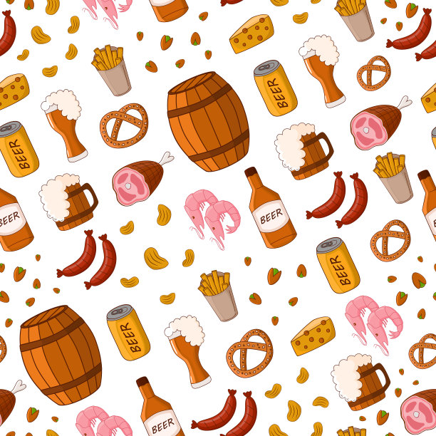 无缝质地的啤酒和零食装饰回来图片下载