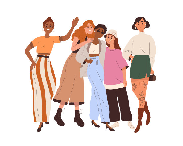 不同的女性描绘了不同的女孩群体图片下载