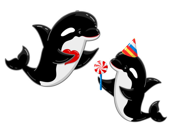 虎鲸家族可爱的虎鲸角色妈妈还是图片下载