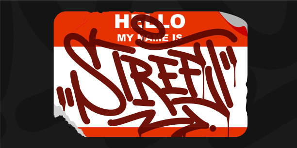 抽象的平面涂鸦风格贴纸你好我的名字图片下载