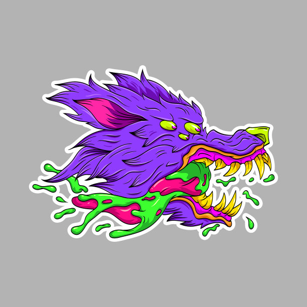 超现实主义狼头贴纸幻想动物艺术图片下载