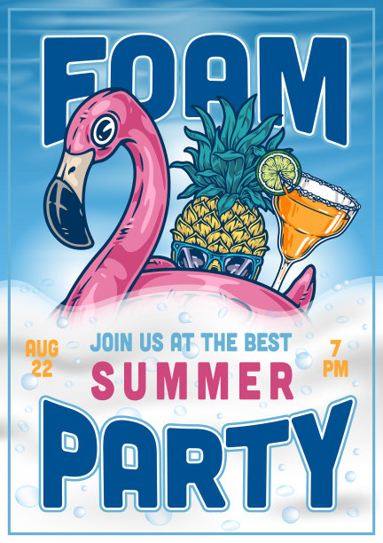 夏季派对传单，复古，五颜六色图片下载