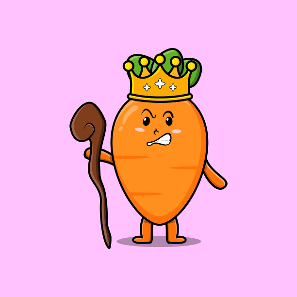 可爱的卡通吉祥物胡萝卜为英明国王图片下载
