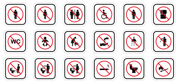 警告禁止圆形标志警告红色停车图片下载