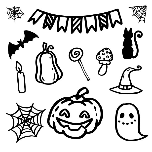 万圣节涂鸦套装图片下载