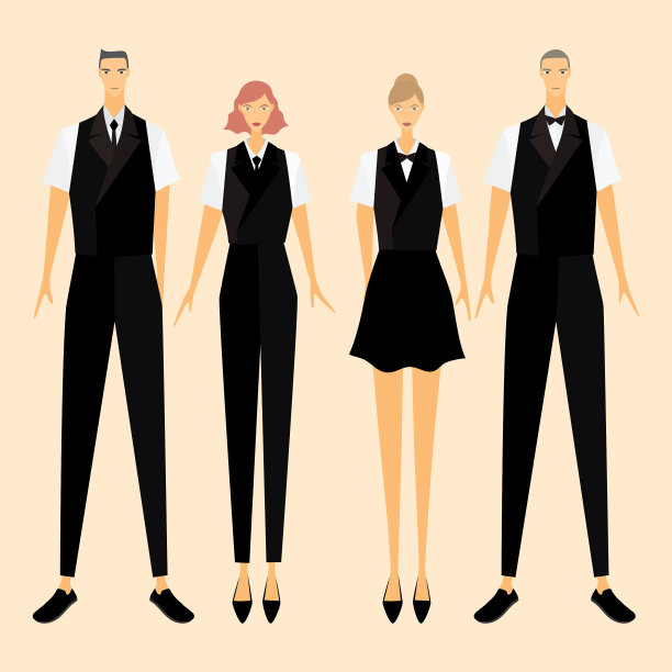 正式的黑色男女套装图片下载