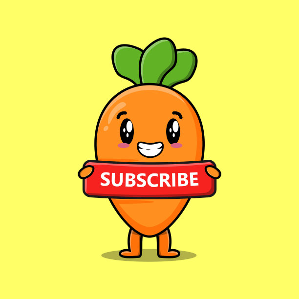 可爱的卡通胡萝卜拿着红色的订阅板图片下载