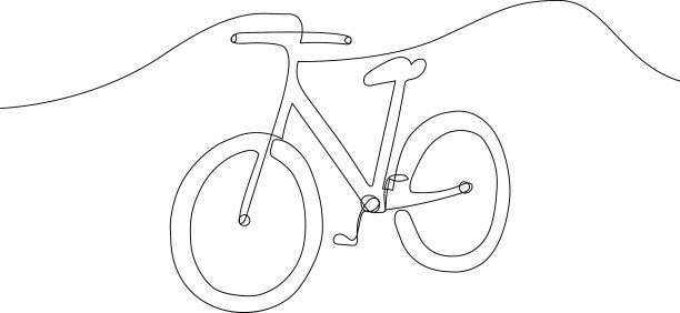 运动山地自行车一条线艺术连续线图片下载