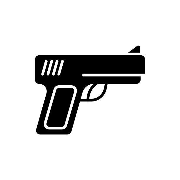 白色背景上的黑色枪支图标图片下载