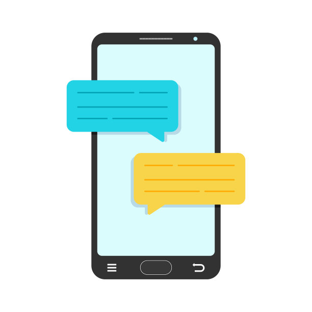 智能手机与聊天消息通知屏幕上的手机图标矢量插图图片下载