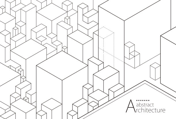 抽象建筑现代城市建筑线条绘制背景。图片下载