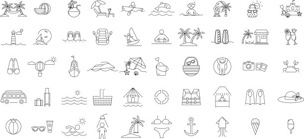 大集暑假图标集和海滩图片下载