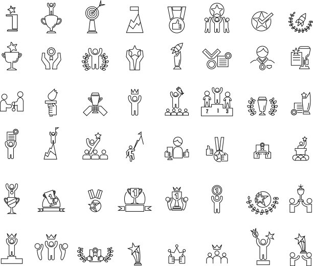 奖项线图标设置奖杯杯奖牌得主图片下载