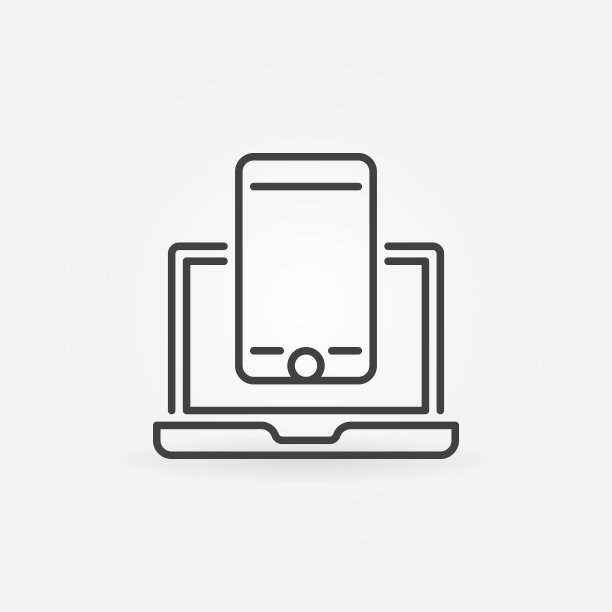 智能手机与笔记本电脑矢量轮廓图标或符号图片下载