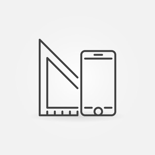 智能手机与尺子矢量轮廓图标或符号图片下载