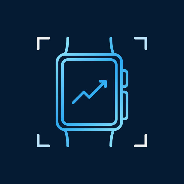 智能手表线性蓝色图标。矢量智能手表概念标志图片下载