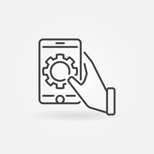 手持智能手机齿轮矢量轮廓图标图片下载