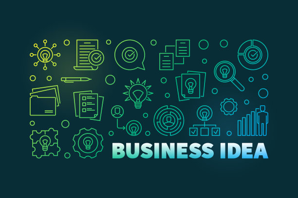 商业理念矢量彩色线条横幅在黑暗的背景图片下载