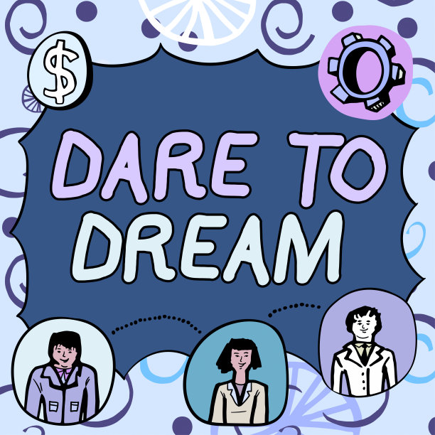 手写文字敢于梦想。商业理念不要害怕有伟大的抱负，目标，目标，女商人戴着虚拟现实模拟器，在书桌上拿着笔。图片下载