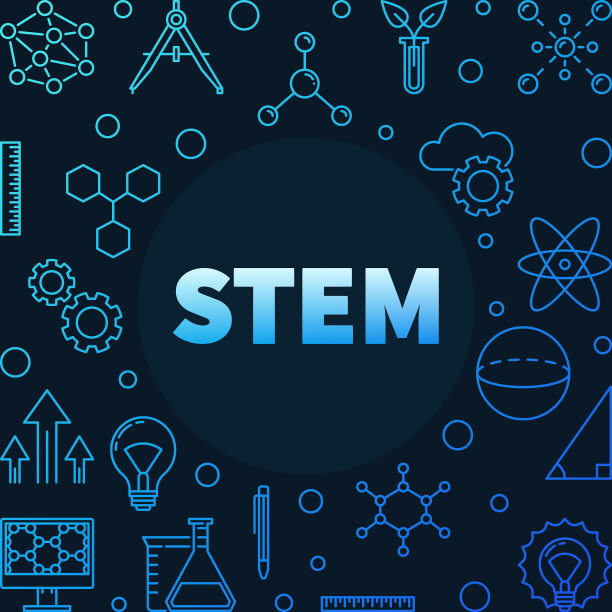 科学、技术、工程和数学蓝色轮廓框架图片下载
