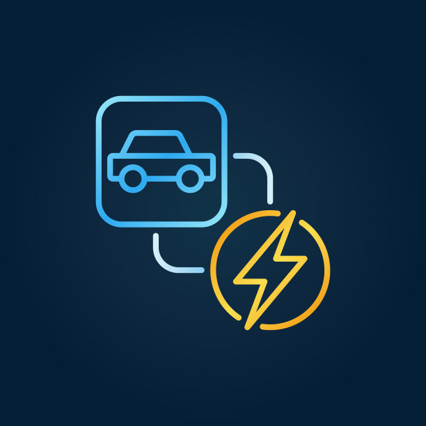 矢量电动汽车和闪电概念创意线图标图片下载