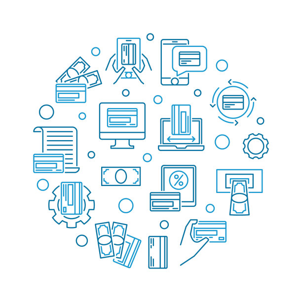 金钱支付矢量圆插图轮廓风格图片下载