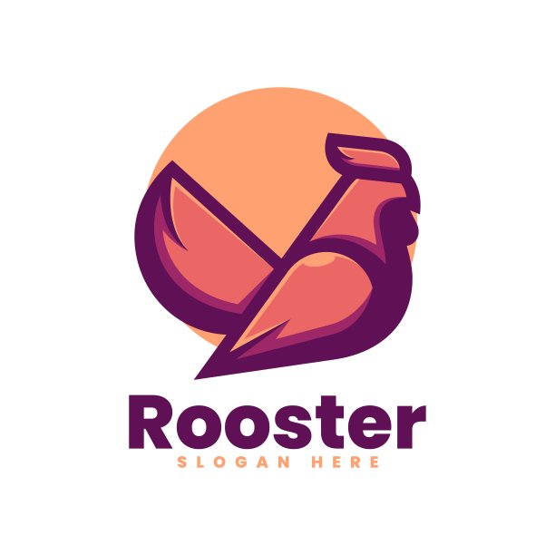 向量插图公鸡简单吉祥物风格图片下载